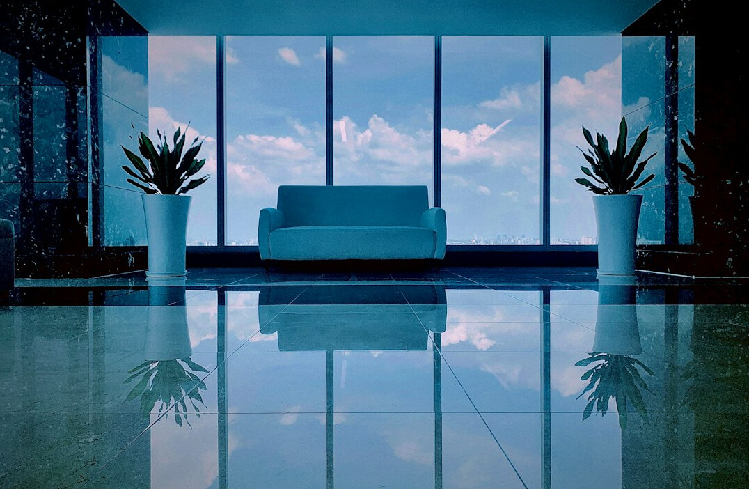 Bright modern office reception area